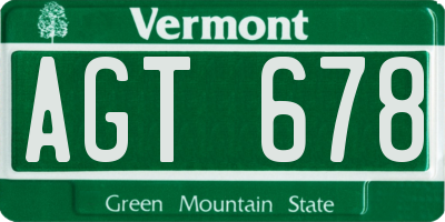 VT license plate AGT678