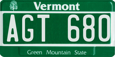 VT license plate AGT680