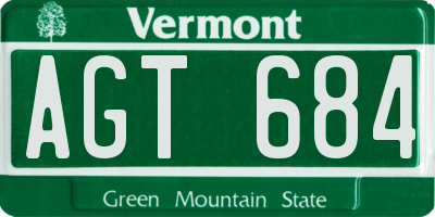 VT license plate AGT684