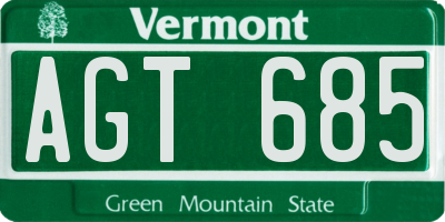 VT license plate AGT685