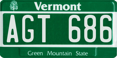 VT license plate AGT686