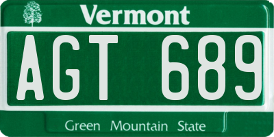 VT license plate AGT689