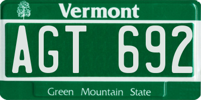 VT license plate AGT692