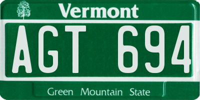 VT license plate AGT694