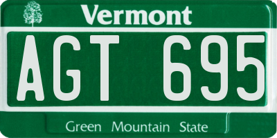 VT license plate AGT695
