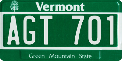 VT license plate AGT701
