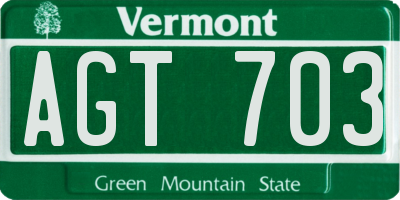 VT license plate AGT703