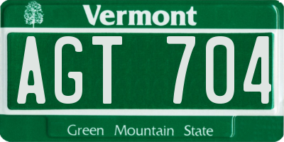 VT license plate AGT704