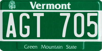 VT license plate AGT705