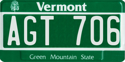 VT license plate AGT706