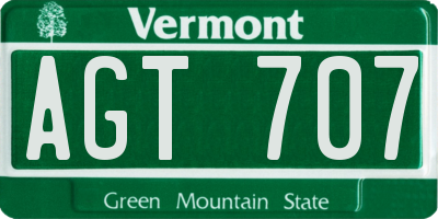 VT license plate AGT707