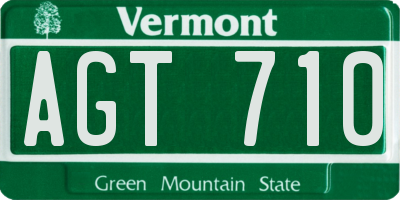 VT license plate AGT710