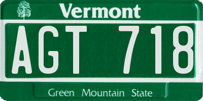 VT license plate AGT718