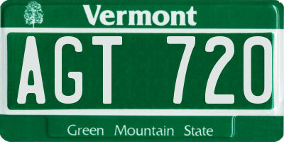 VT license plate AGT720