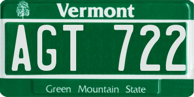 VT license plate AGT722