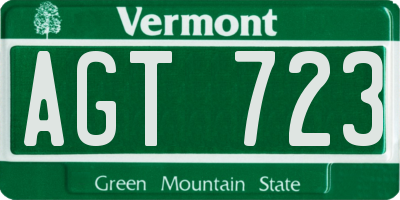 VT license plate AGT723