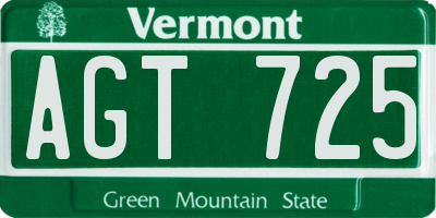 VT license plate AGT725