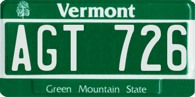 VT license plate AGT726