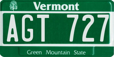 VT license plate AGT727