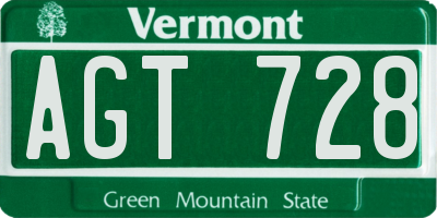 VT license plate AGT728