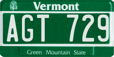 VT license plate AGT729