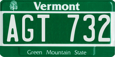 VT license plate AGT732