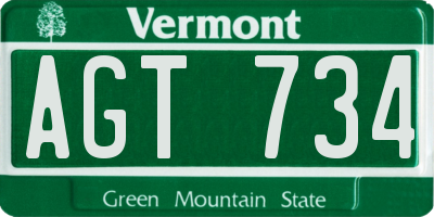 VT license plate AGT734