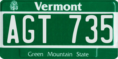 VT license plate AGT735