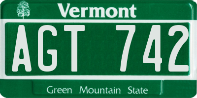 VT license plate AGT742