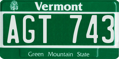 VT license plate AGT743