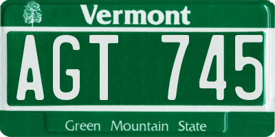 VT license plate AGT745