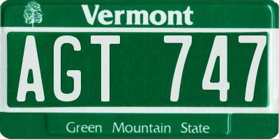 VT license plate AGT747