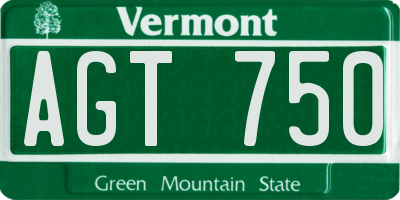 VT license plate AGT750