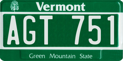 VT license plate AGT751