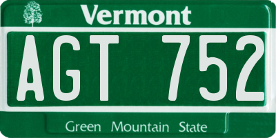 VT license plate AGT752
