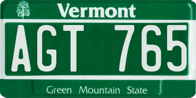 VT license plate AGT765