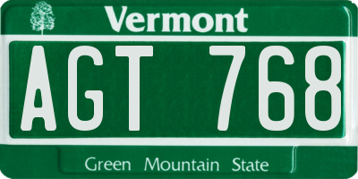 VT license plate AGT768