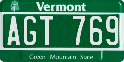 VT license plate AGT769