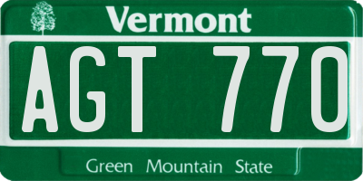 VT license plate AGT770