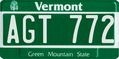 VT license plate AGT772