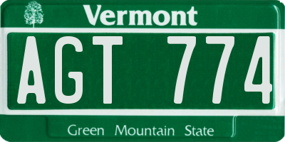VT license plate AGT774