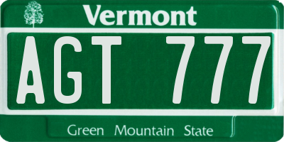 VT license plate AGT777