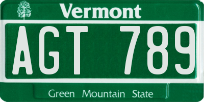 VT license plate AGT789