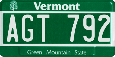 VT license plate AGT792