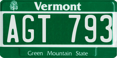 VT license plate AGT793