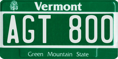 VT license plate AGT800
