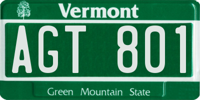 VT license plate AGT801