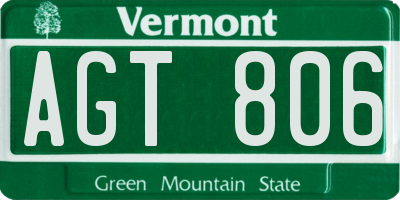 VT license plate AGT806