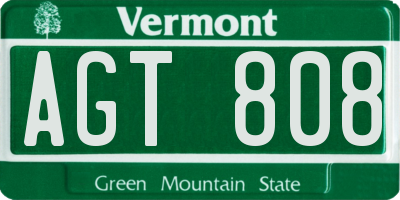 VT license plate AGT808