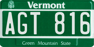VT license plate AGT816